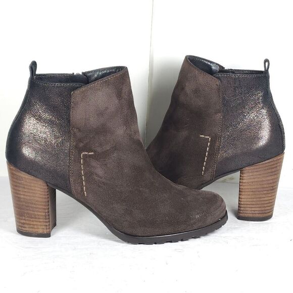 PAUL GREEN Women's Rockin US7,5-8 AU5,5 Brown Duede Leather Heel Ankle Booties - Picture 10 of 16